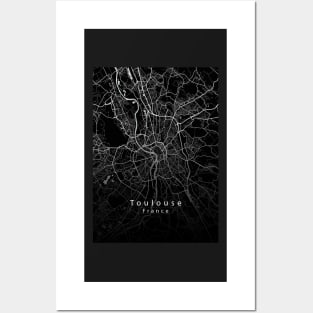 Toulouse France City Map dark Posters and Art